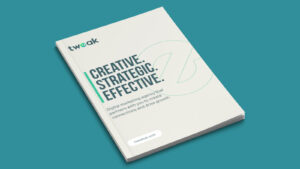 Image of the Tweak UK brochure on a blue background.